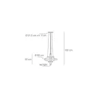 Llambadar me trup qelqi dhe 3 rrathë alumini - Clara Viadurini