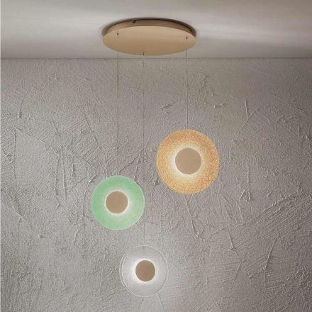 Llambadar me drite LED ne metal te lyer dhe xham me ngjyra - Albizia Viadurini