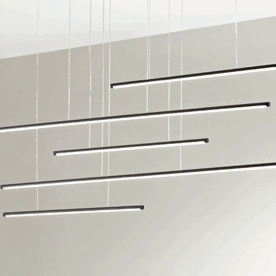 Llambadar me drita LED horizontale në metal dhe kabllo të rregullueshme - Portokalli Viadurini