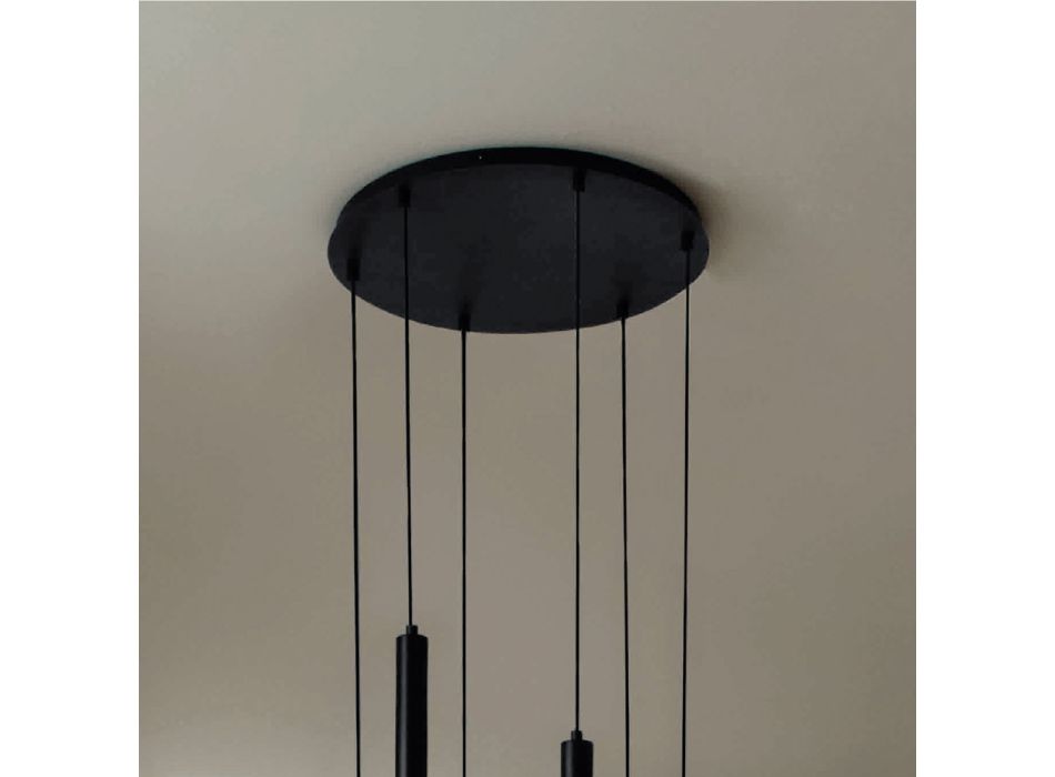 Llambadar me kornizë metalike të lyer me ngjyrë të zezë dhe kabllo të rregullueshme - thupër Viadurini