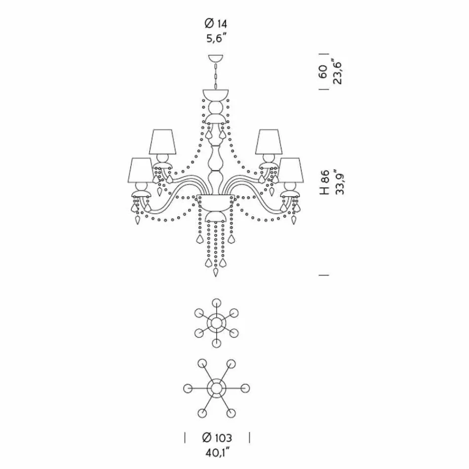Llambadar artizanal Venetian Glass 12 Lights, prodhuar në Itali - Milagros Viadurini