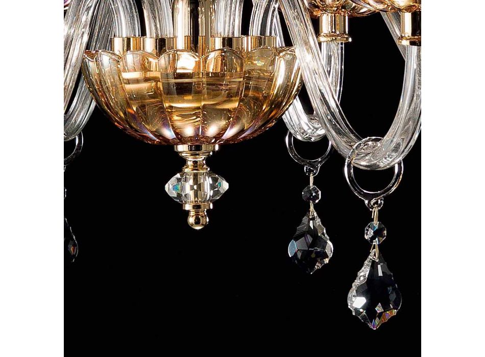 Llambadar klasik me 6 drita në xham dhe kristal Belle Viadurini