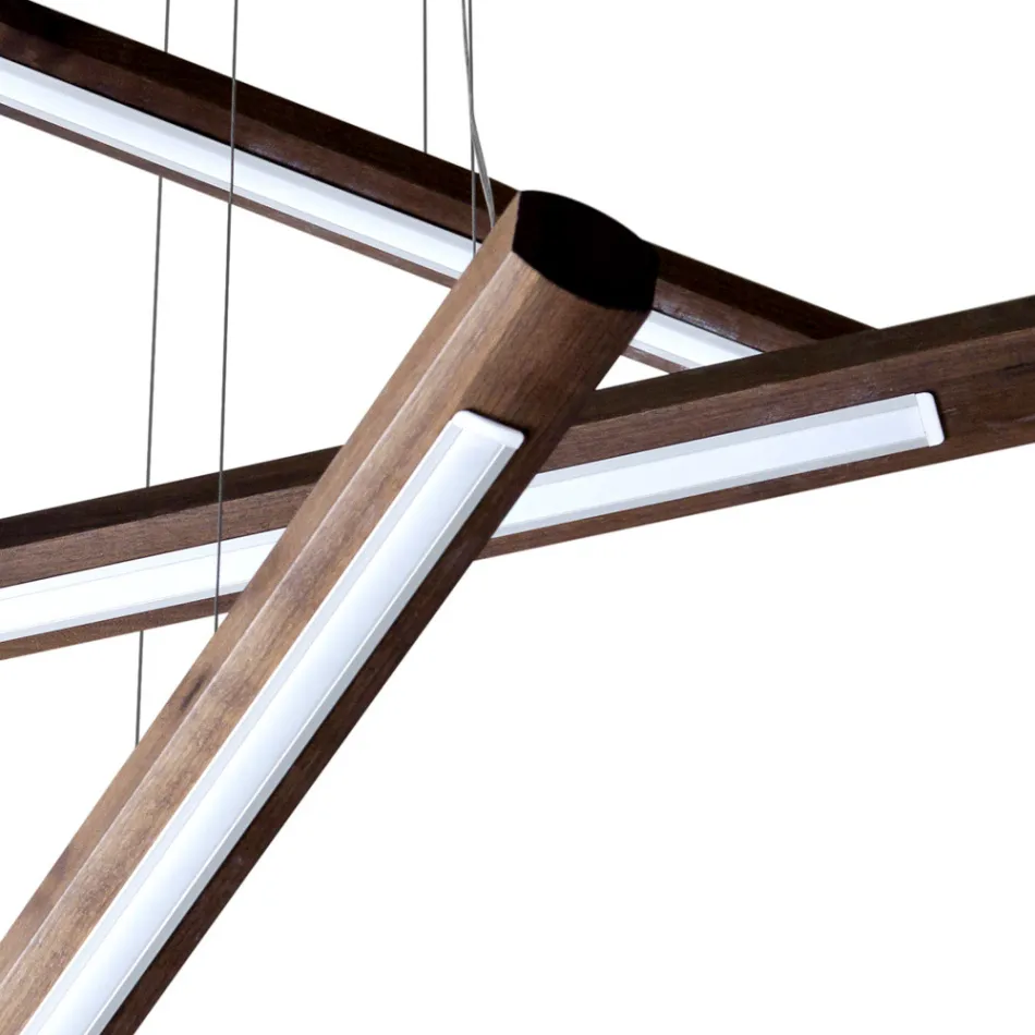 Një llambadar dizajni prej 4 copash në dru Grilli York i bërë në Itali Viadurini