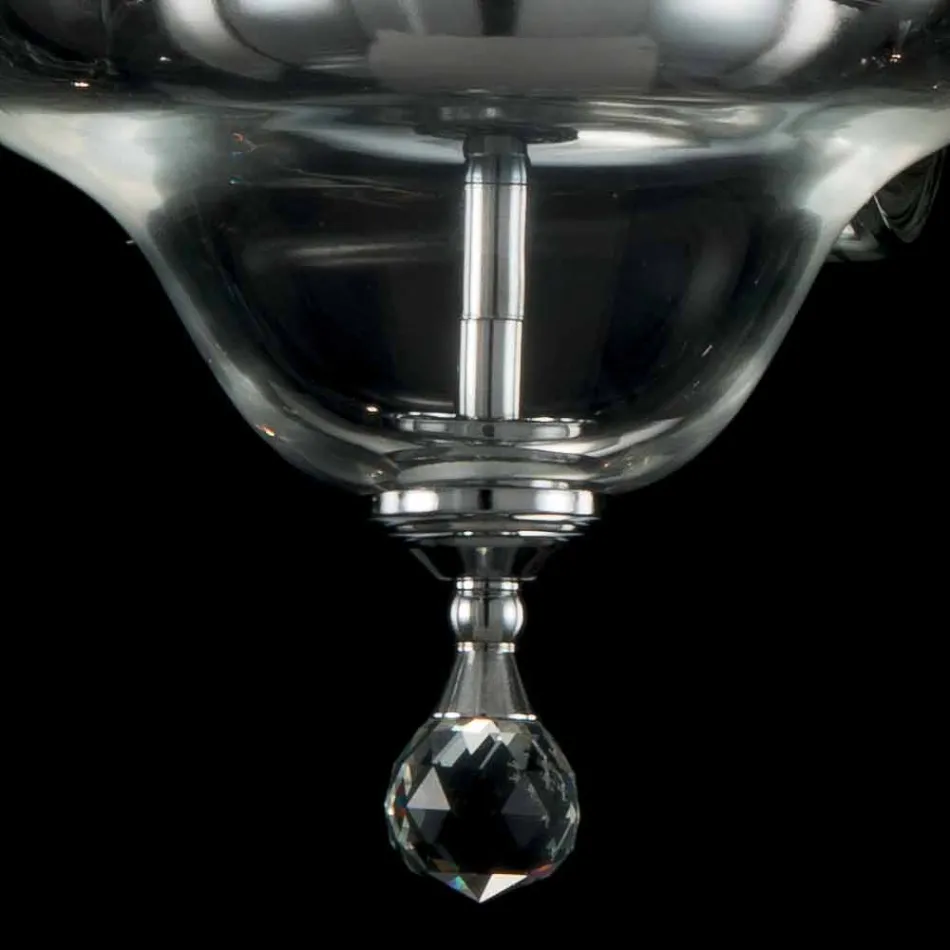 Dizajn llambadar xhami me 6 drita në gotë dhe kristal Ivy, i bërë në Itali Viadurini