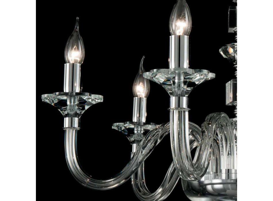 Dizajn llambadar xhami me 6 drita në gotë dhe kristal Ivy, i bërë në Itali Viadurini