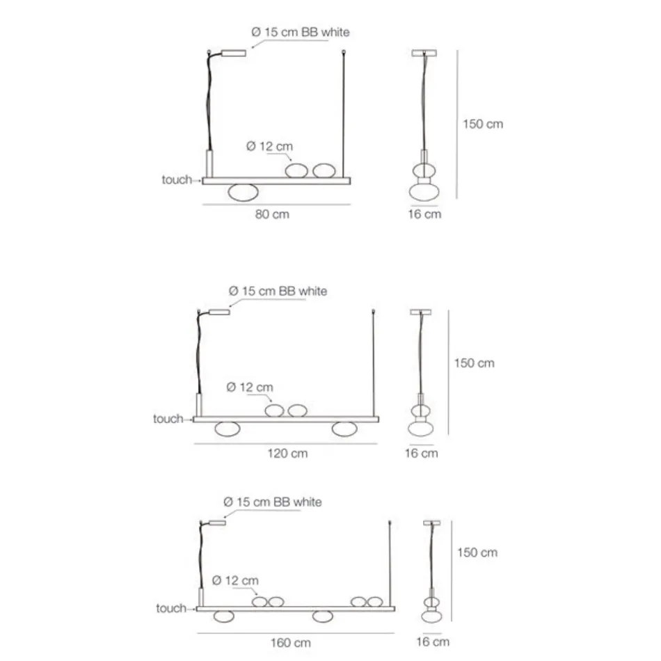 Llambadar alumini me dritë qelqi të bardhë - Alma Viadurini