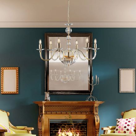 Llambadar prej qelqi dhe gurësh të çmuar të prodhuar në Itali për dekor të brendshëm - Madrid Viadurini