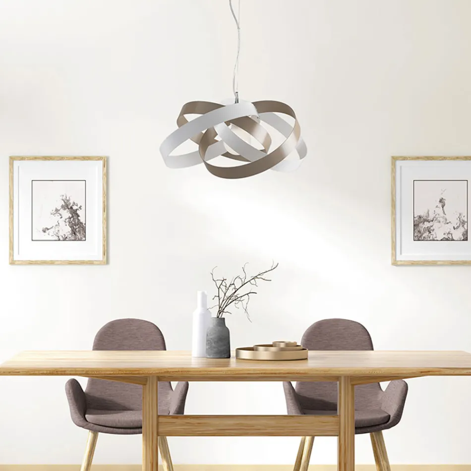 Llambadar metali dhe qelqi për të ndriçuar në mënyrë elegante ambientet e brendshme – Rosmarino Viadurini