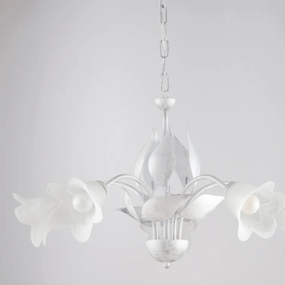 Llambadar metali dhe qelqi për të ndriçuar ambiente të brendshme të rafinuara – Sirio Viadurini