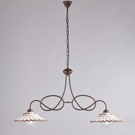 Llambadar metalik qeramik i bardhë me 2 drita për përdorim të brendshëm - Polaris Viadurini