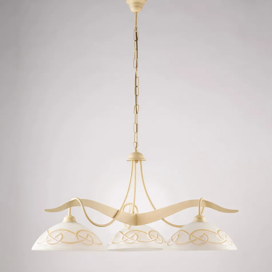 Llambadar qelqi metalik me 3 ndriçues për ndriçim të brendshëm - Musca Viadurini