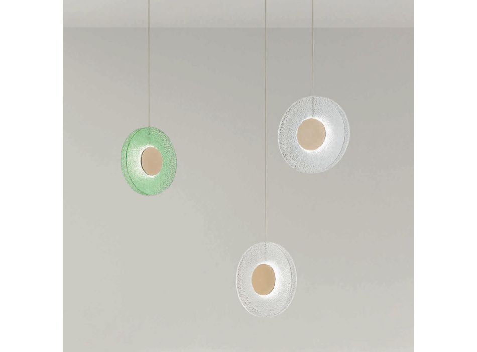 Llambadar ne metal te lyer dhe xham me ngjyre gri me drite LED - Albizia Viadurini