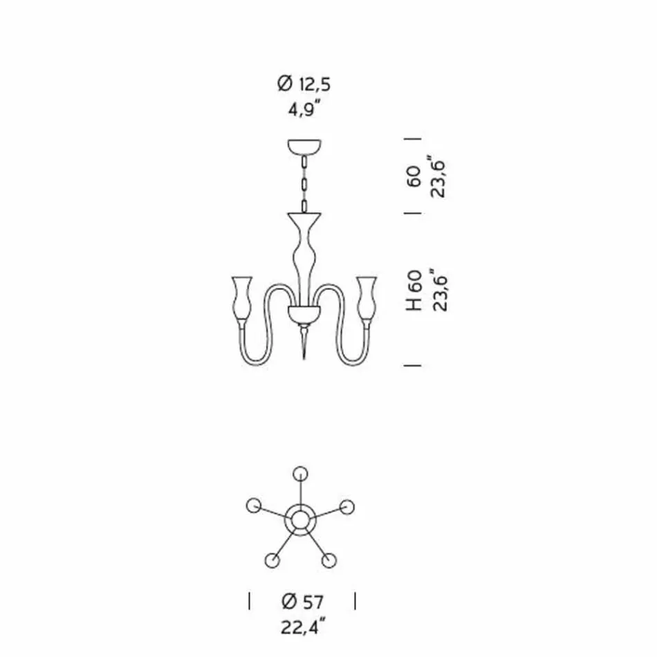 5 drita Llambadari qelqi venecian i punuar me dorë në Itali - Vittoria Viadurini