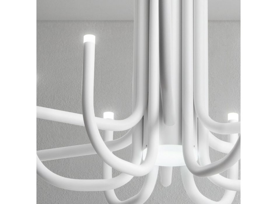 Llambadar LED me 13 drita në metal të lyer me ngjyrë të bardhë, të zezë ose ari - Akrepi Viadurini
