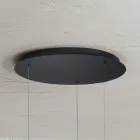 Llambadar modern me forma gjeometrike në metal dhe lëkurë artificiale - selvi Viadurini