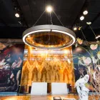 Llambadar modern çeliku dhe xhami me futje druri të prodhuar në Itali - Seul Viadurini