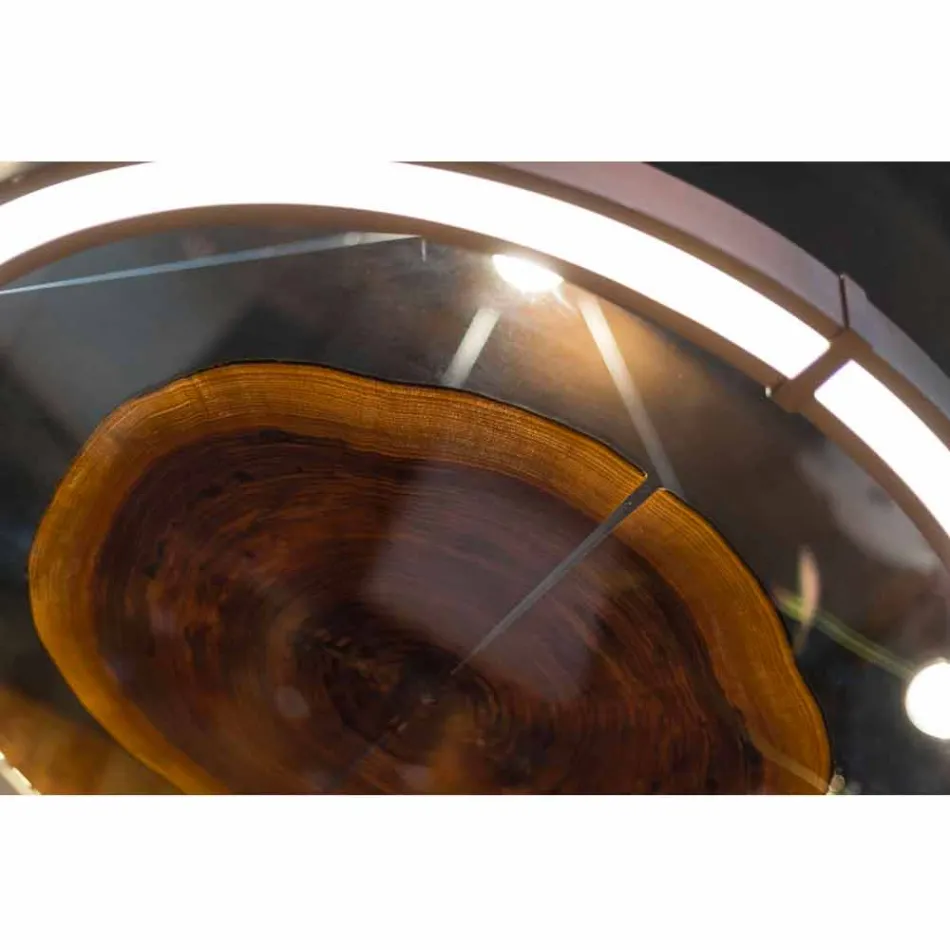 Llambadar modern çeliku dhe xhami me futje druri të prodhuar në Itali - Seul Viadurini