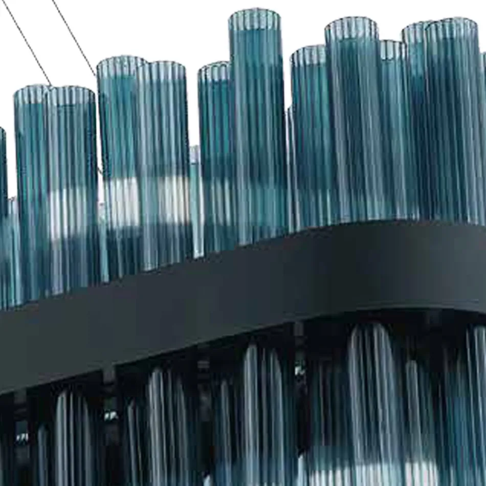 Llambadar modern me fryrje qelqi dhe metali Artizanati italian - Maesta Viadurini