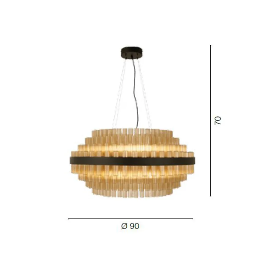 Llambadar modern me fryrje qelqi dhe metali Artizanati italian - Maesta Viadurini