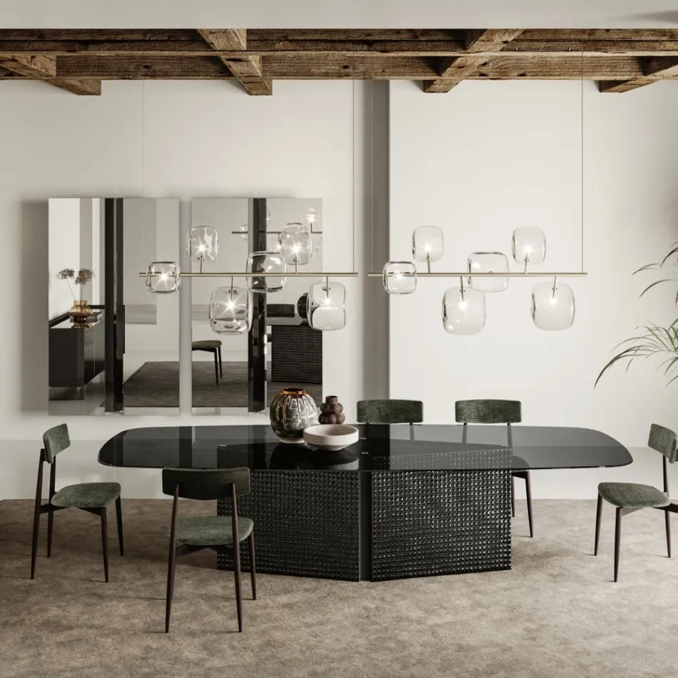 Llambadar Horizontal në Xham Pyrex Metal dhe Transparent - Iperspazio Viadurini