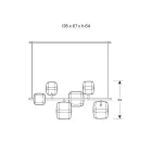 Llambadar Horizontal në Xham Pyrex Metal dhe Transparent - Iperspazio Viadurini