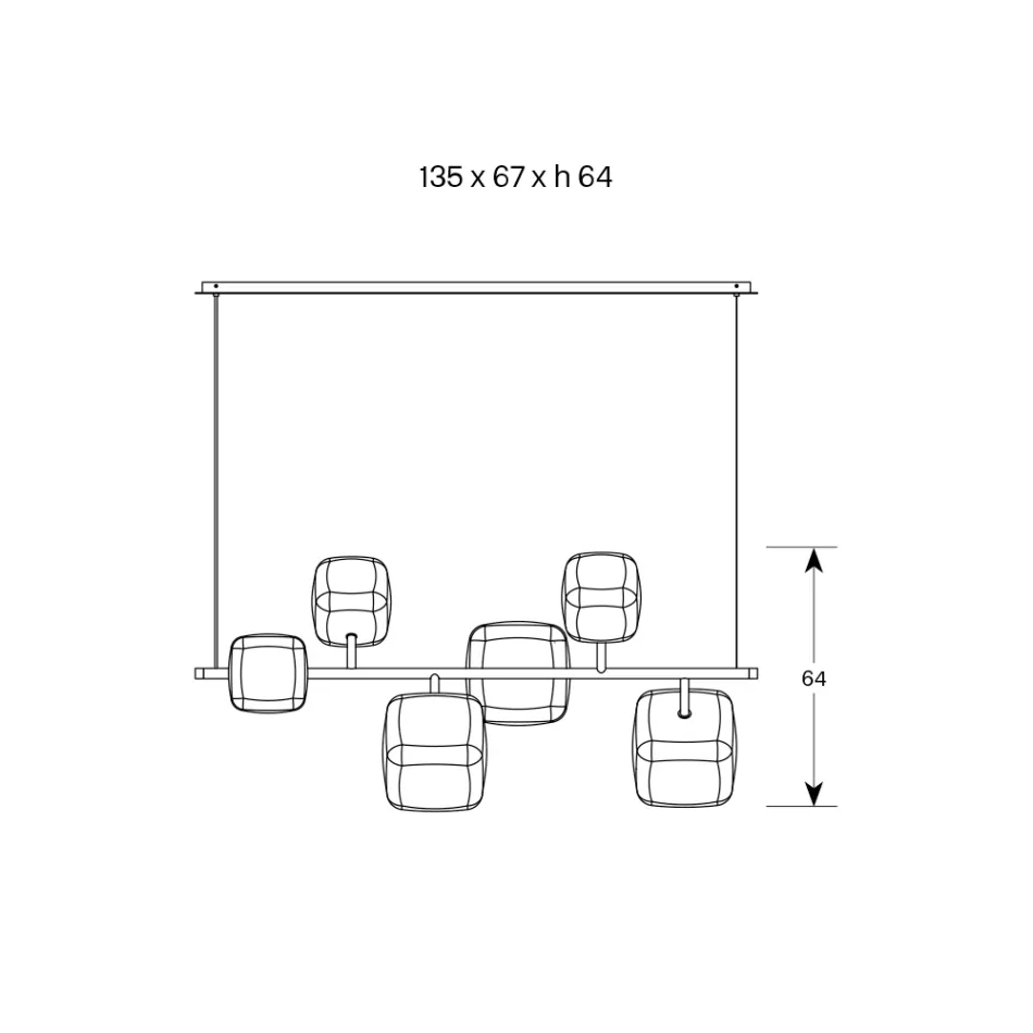 Llambadar Horizontal në Xham Pyrex Metal dhe Transparent - Iperspazio Viadurini