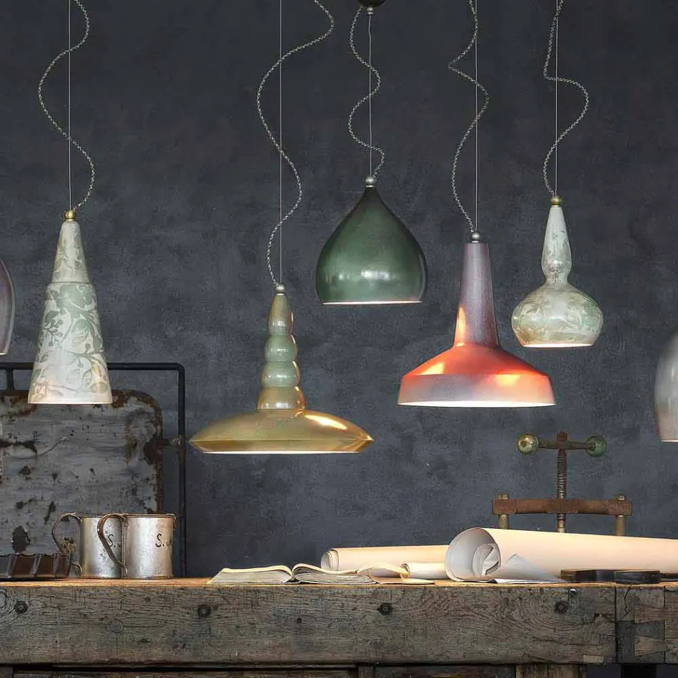 llambadar retro prodhuar me pezullim qeramike Ferroluce Viadurini