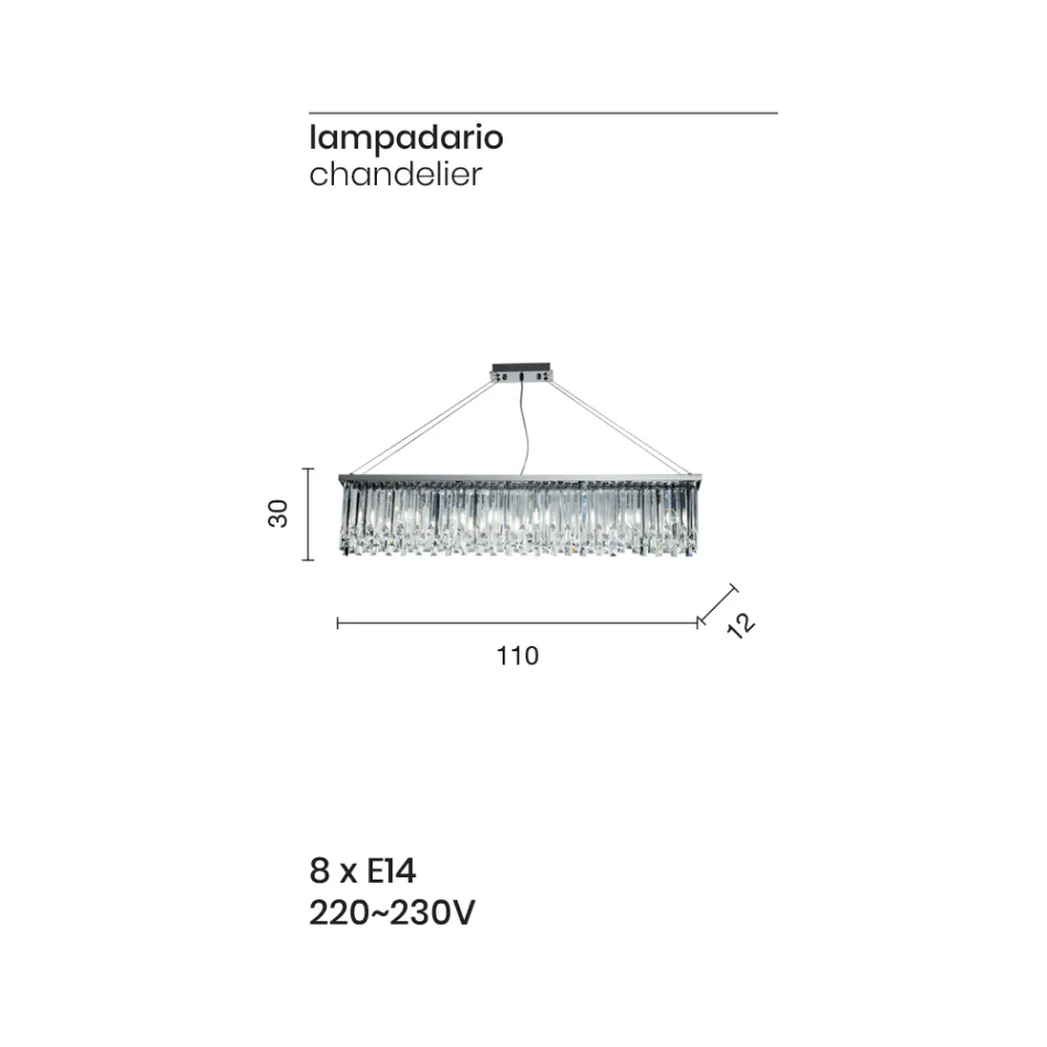 Llambadar klasik luksoz i varur në metal dhe kristal të prerë - Zolando Viadurini