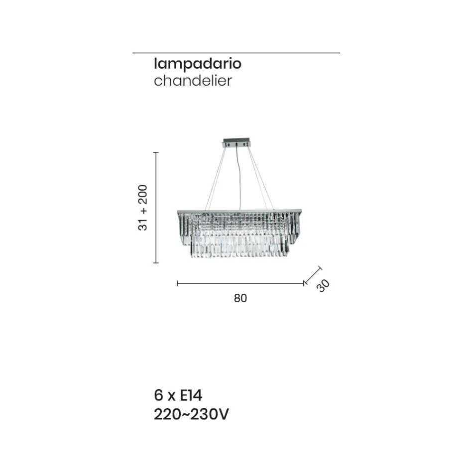 Llambadar klasik i varur nga metali dhe kristali i prerë luksoz - Mirielle Viadurini