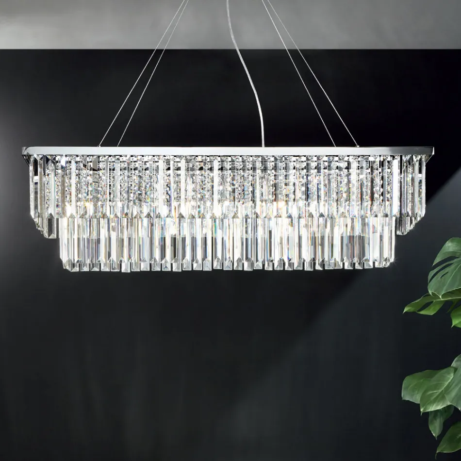 Metal me llambadar të varur klasik dhe kristal me prerje luksoze - Mirielle Viadurini