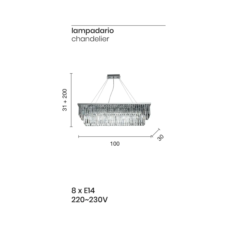 Llambadar klasik i varur nga metali dhe kristali i prerë luksoz - Mirielle Viadurini