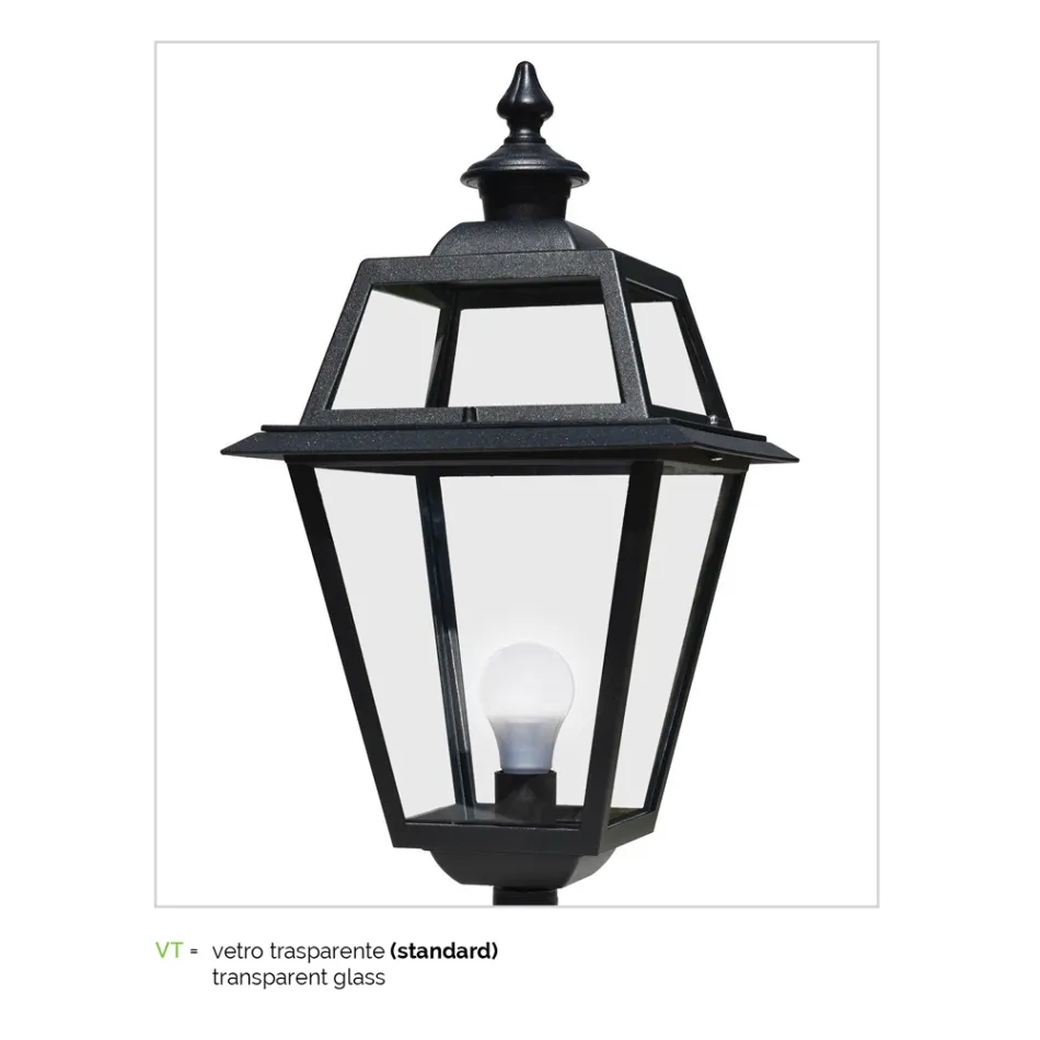 Lamppost 2 Lights Styl Vintage në Alumin dhe Xham Prodhuar në Itali - Vivian Viadurini