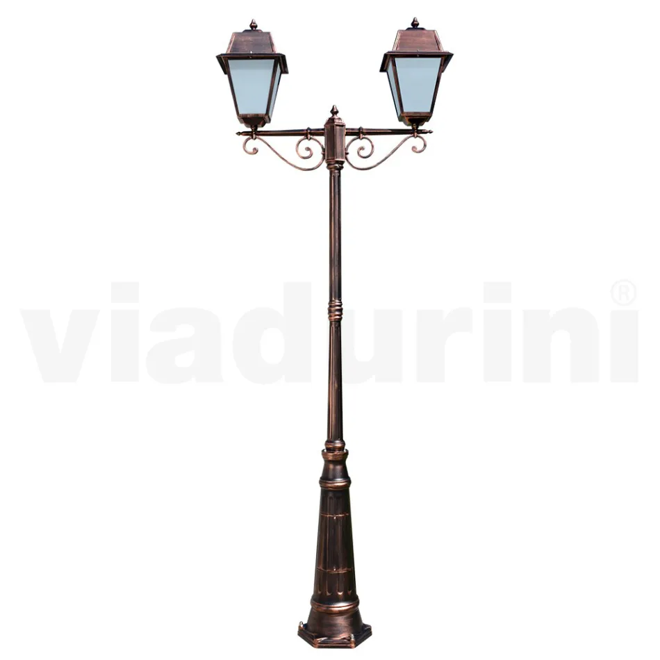 Lamp Post 2 Lights Styl Vintage në Alumin Made in Italy - Doroty Viadurini