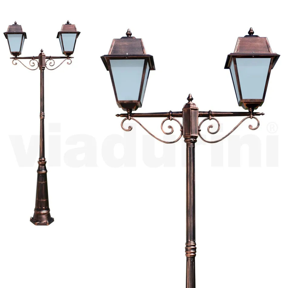 Lamp Post 2 Lights Styl Vintage në Alumin Made in Italy - Doroty Viadurini