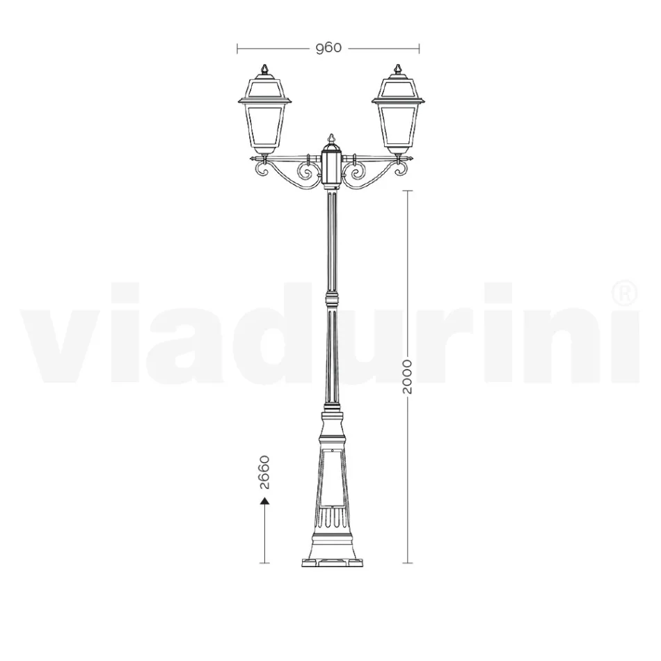 Lamp Post 2 Lights Styl Vintage në Alumin Made in Italy - Doroty Viadurini