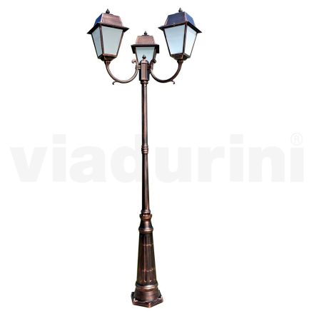 Lamppost 3 Lights Style Vintage në Alumin dhe Xham Prodhuar në Itali - Doroty Viadurini