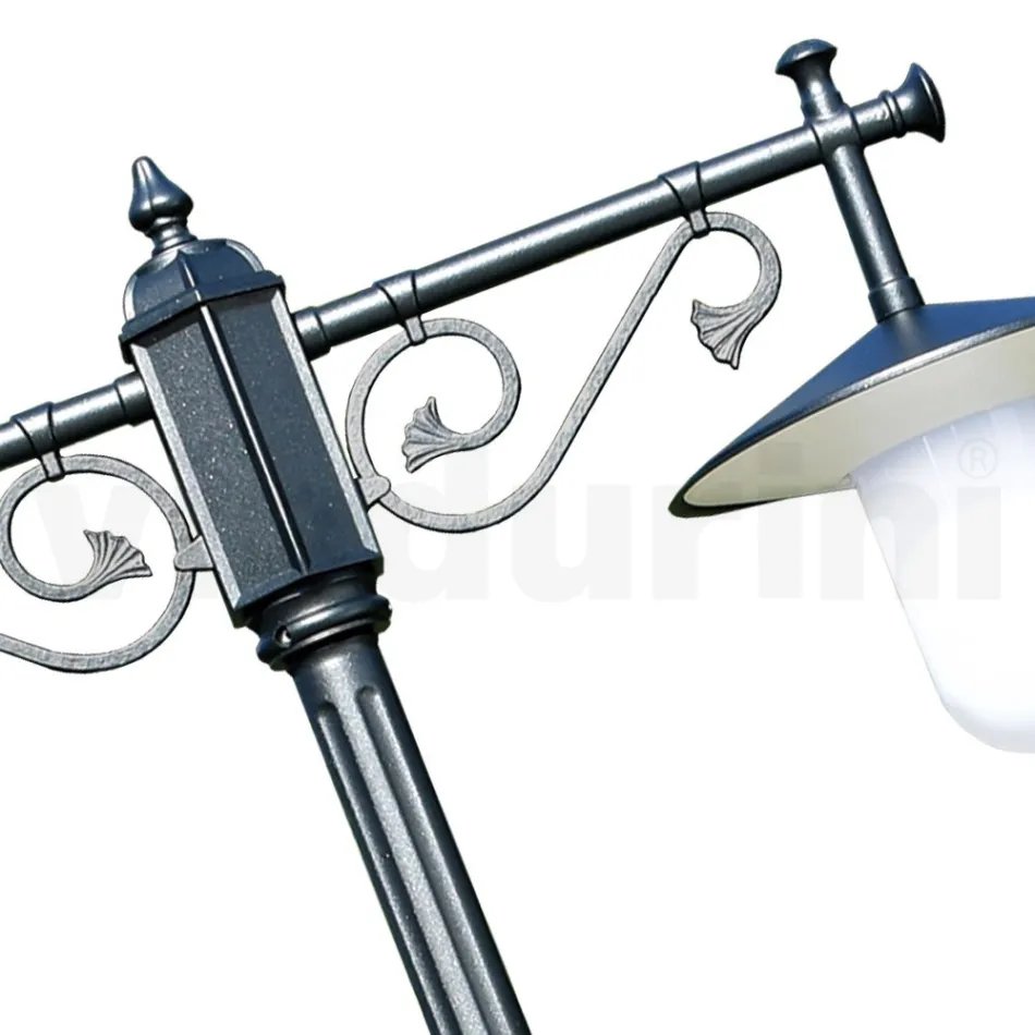 Shtylla e llambës 2 drita në stilin e cilësisë së mirë në gri alumini Prodhuar në Itali - Belen Viadurini