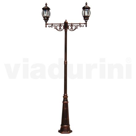 Shtyllë llambash 2 Lights Stili Vintage në Alumin Prodhuar në Itali - Leona Viadurini