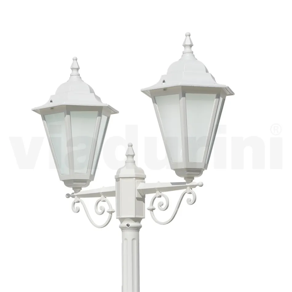 Llambë Vintage 2-Drita në Alumin e Bardhë Prodhuar në Itali - Terella Viadurini