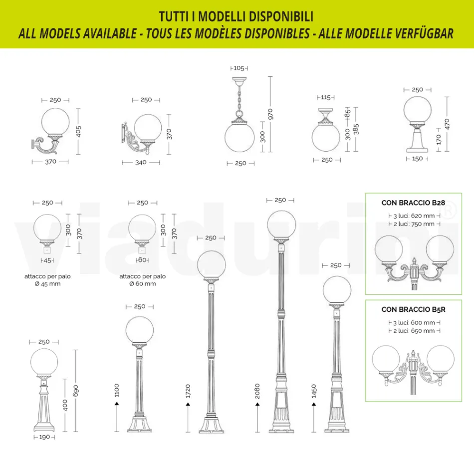 Llambë rruge 212 cm e gjatë në alumin akrilik dhe antracit Prodhuar në Itali - Trovaantracite Viadurini