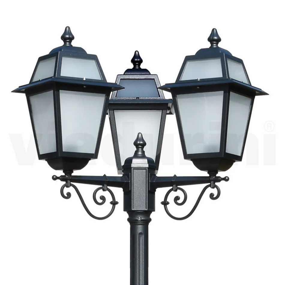 Shtylla e llambës së kopshtit 219 cm e lartë nga alumini antracit dhe xham me rërë - Elric Viadurini