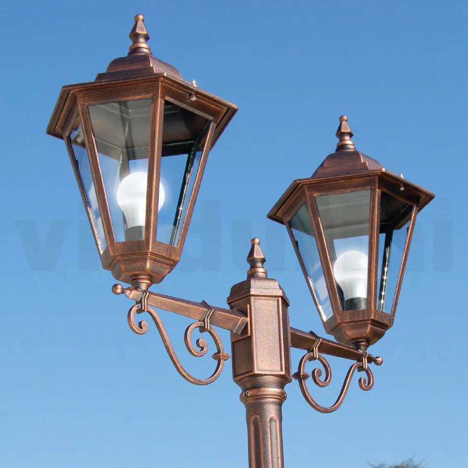 Llambë kopshti 221 cm e gjatë në xhami dhe 5 veshje alumini - Pinako Viadurini