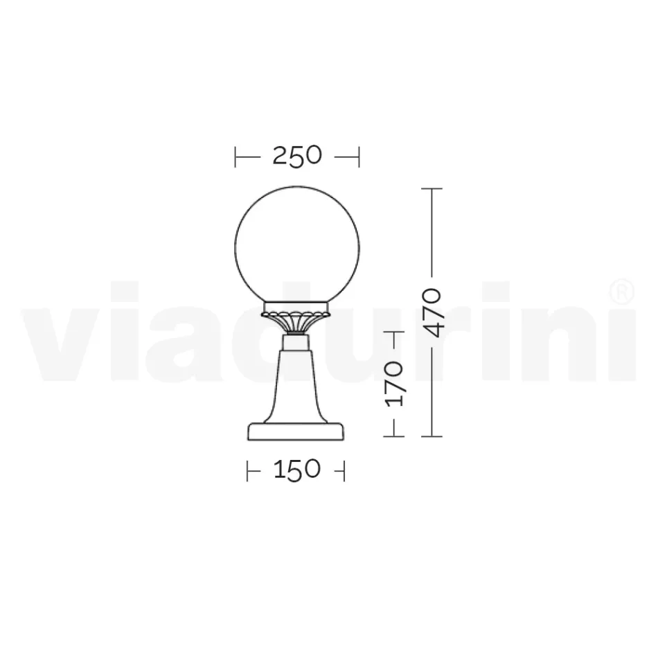 Llamba rruge 47 cm e larte ne akrilik te zi dhe alumin e prodhuar ne Itali - Trovanero Viadurini