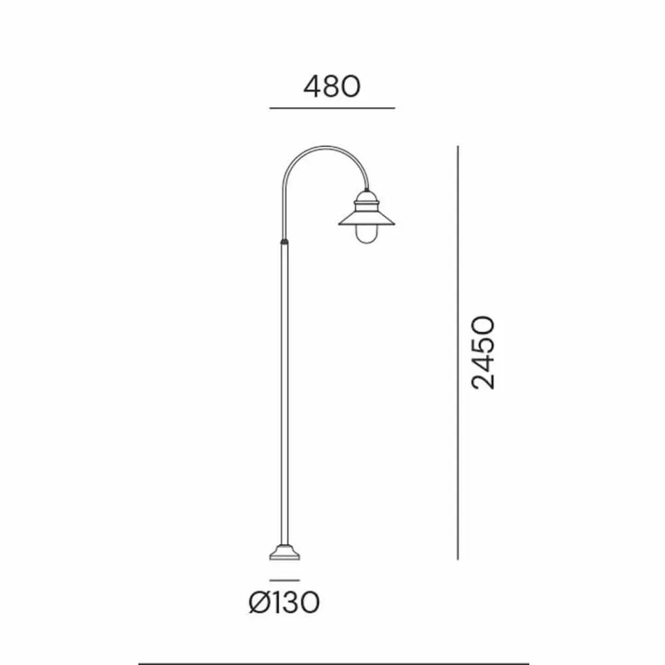 Shtylla e llambës së kopshtit me hark të lartë ose të ulët në tunxh dhe bakër - Edge nga Il Fanale Viadurini