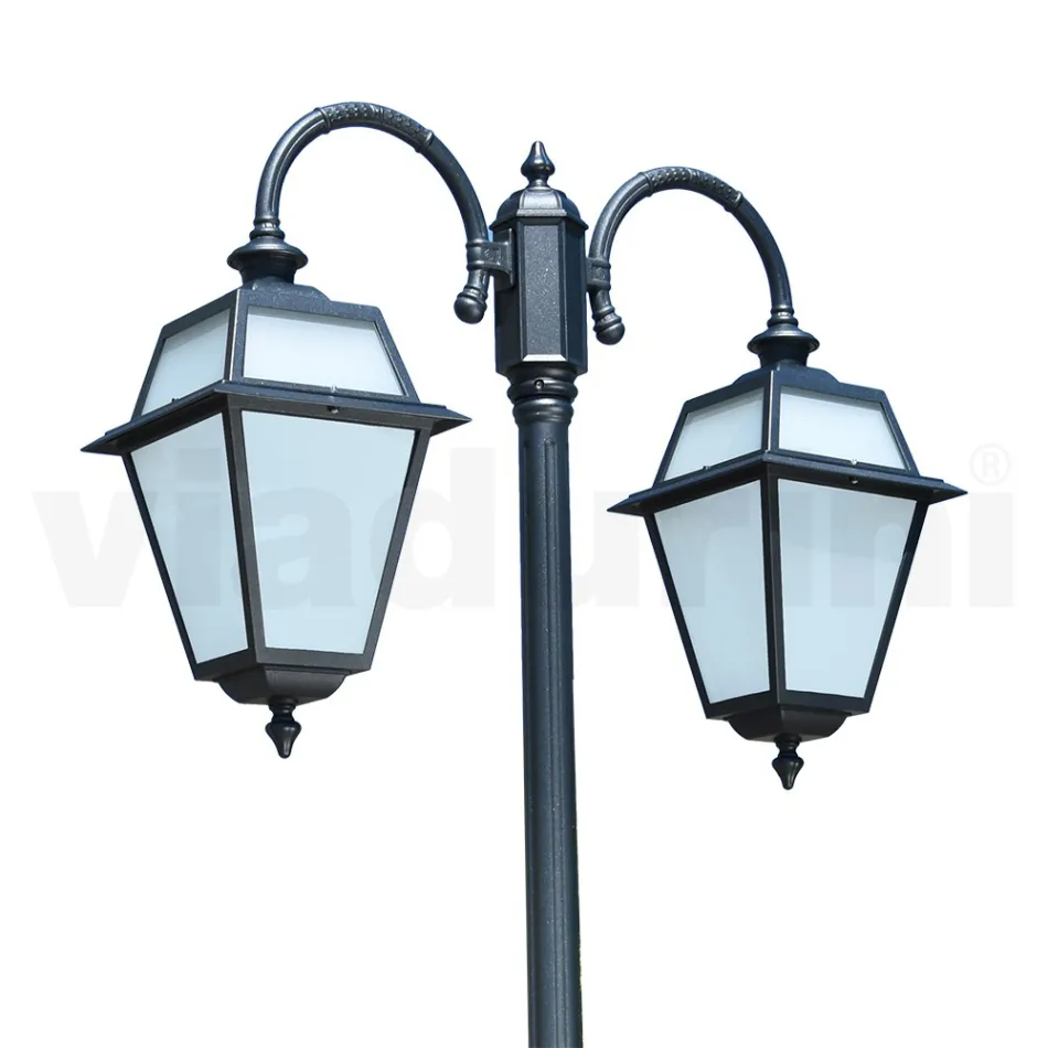 Llambë kopshti me 2 drita në alumin dhe qelq Prodhuar në Itali - Vivian Viadurini