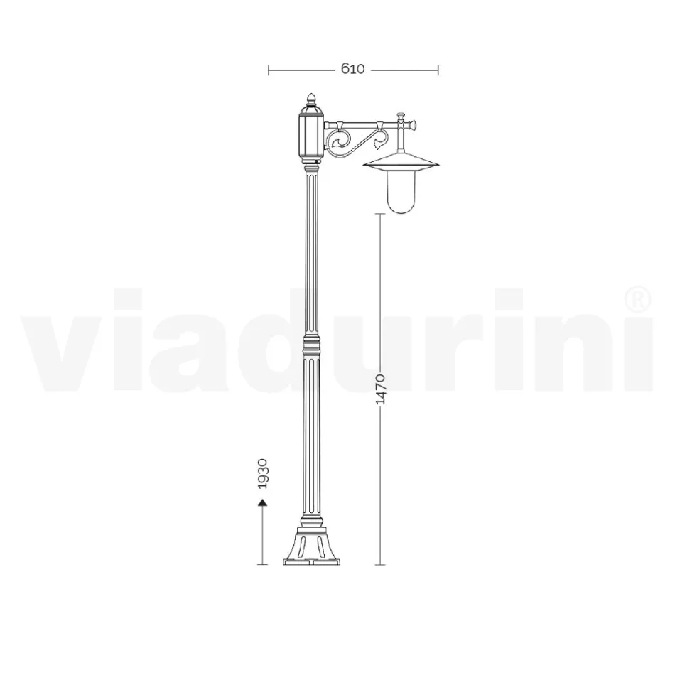 Llambë kopshti në stilin e cilësisë së mirë në gri alumini Prodhuar në Itali - Belen Viadurini