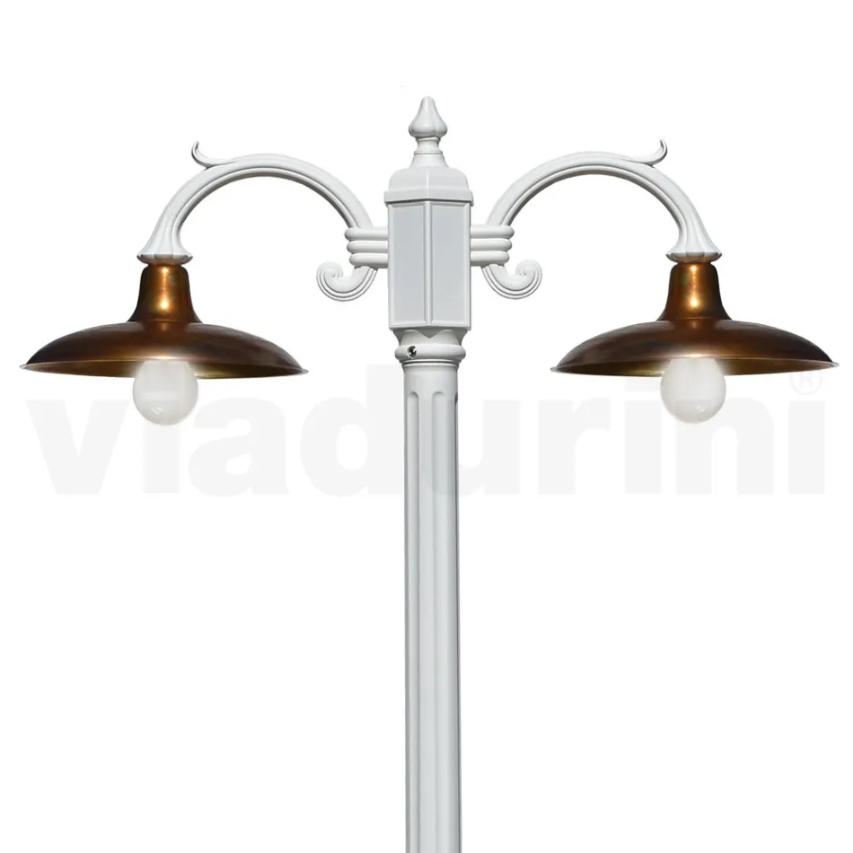 Llampa Rruge në stilin e cilësisë së mirë 2 drita në alumin dhe tunxh Prodhuar në Itali - Adela Viadurini