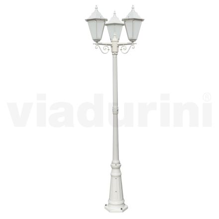 Llampa Rruge në stilin e cilësisë së mirë me 3 drita në alumin dhe qelq Prodhuar në Itali - Terella Viadurini