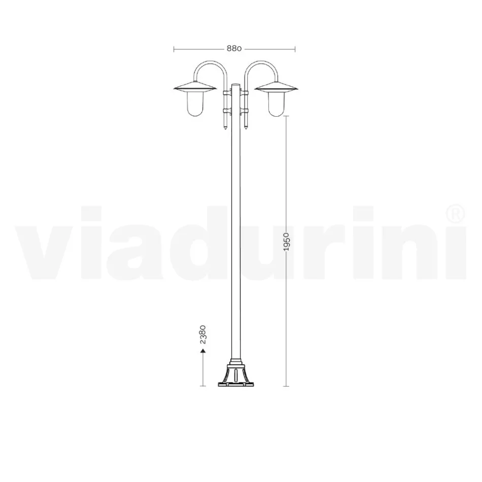 Llampa Vintage Kopshti 2 Drita në Alumin Prodhuar në Itali - Belen Viadurini