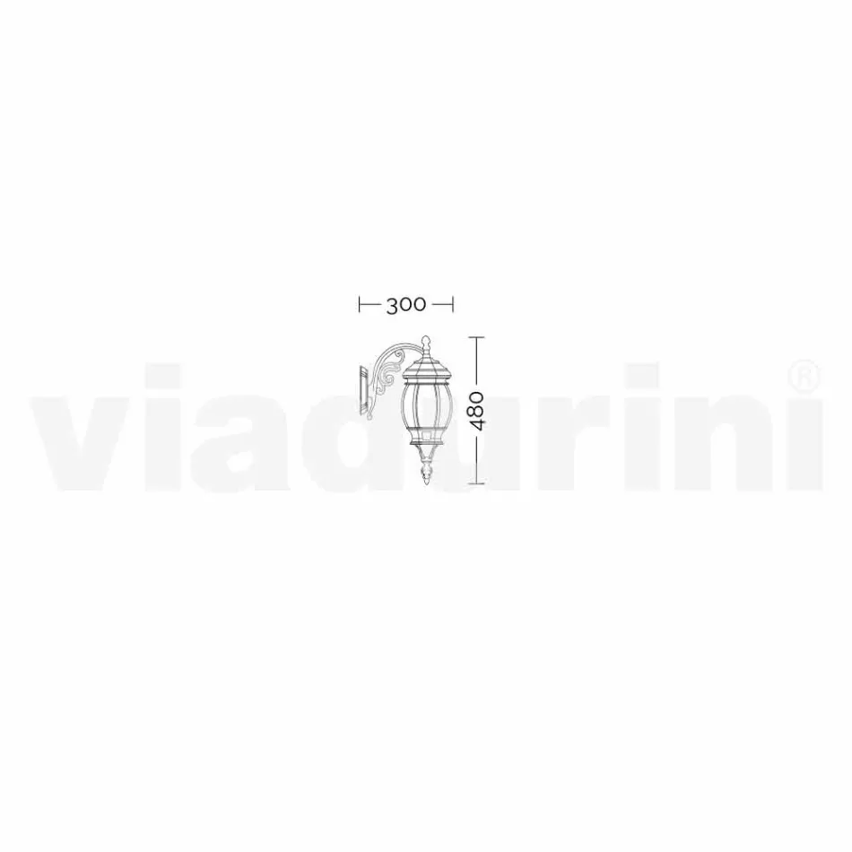 Anika, një fanar kopsht muri i bërë nga alumini i prodhuar në Itali Viadurini